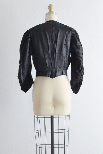 Antique 1800s Black Victorian Bodice Gothic Blouse - Pickled Vintage