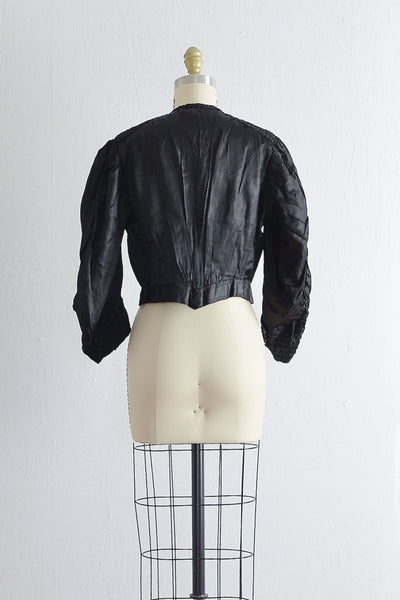 Antique 1800s Black Victorian Bodice Gothic Blouse - Pickled Vintage