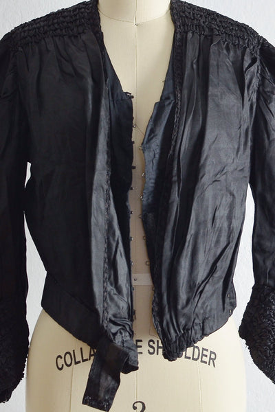 Antique 1800s Black Victorian Bodice Gothic Blouse - Pickled Vintage