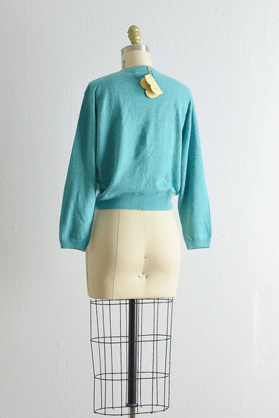 Vintage 1950s Aqua Blue Ballantyne Cashmere Cardigan - Pickled Vintage