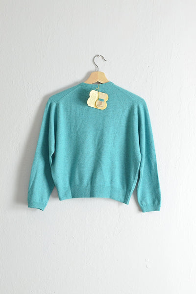 Vintage 1950s Aqua Blue Ballantyne Cashmere Cardigan - Pickled Vintage