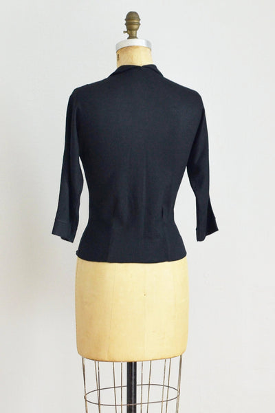 50s Beaded Noir Sweater - Pickled Vintage