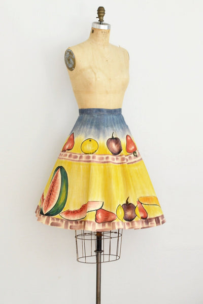 Rare Hand Painted Fruit Skirt - Pickled Vintage