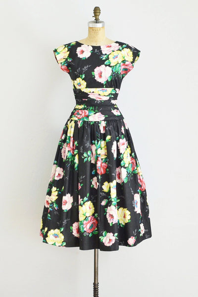 Dark Floral Dress - Pickled Vintage