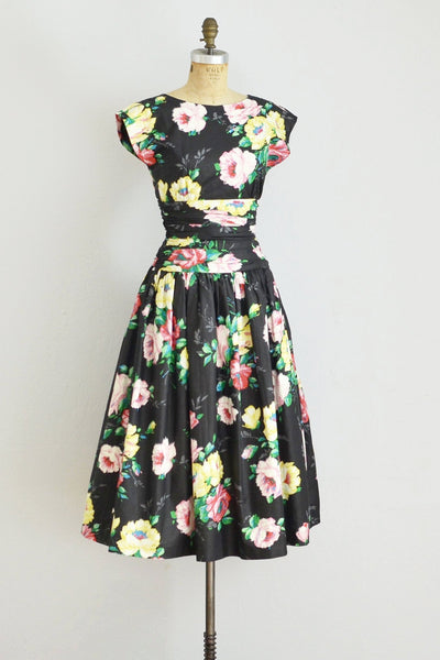 Dark Floral Dress - Pickled Vintage