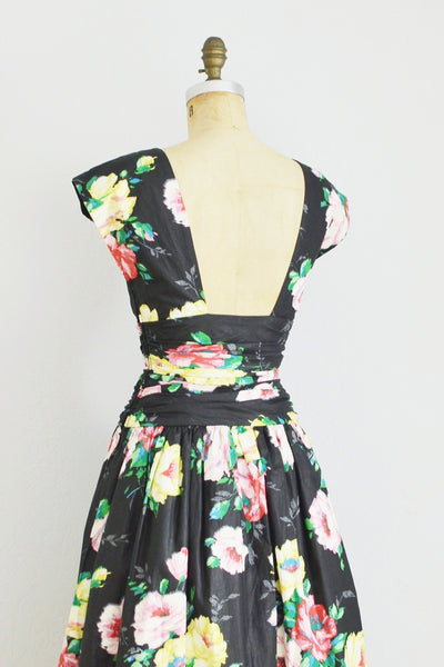 Dark Floral Dress - Pickled Vintage