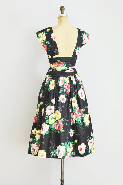 Dark Floral Dress - Pickled Vintage