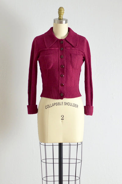 30s Bordeaux Woolies Sweater - Pickled Vintage