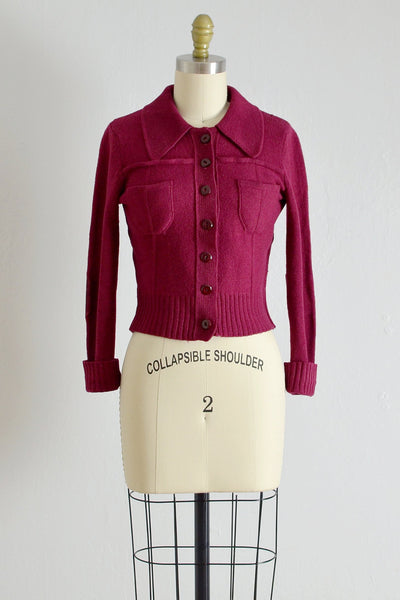 30s Bordeaux Woolies Sweater - Pickled Vintage