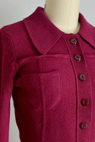 30s Bordeaux Woolies Sweater - Pickled Vintage