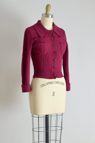 30s Bordeaux Woolies Sweater - Pickled Vintage