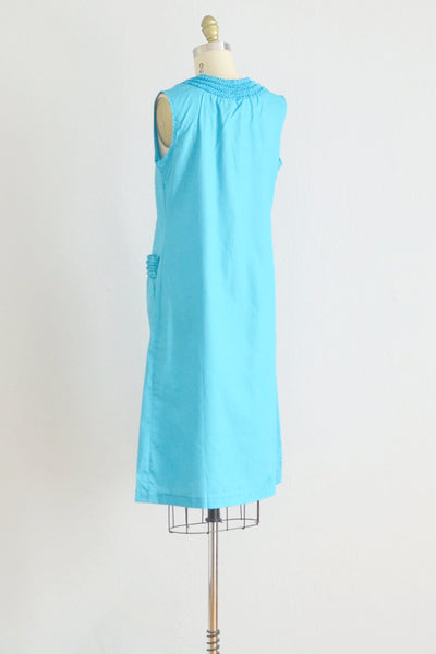 50s Blue Ruffled Housedress - Pickled Vintage