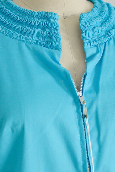50s Blue Ruffled Housedress - Pickled Vintage