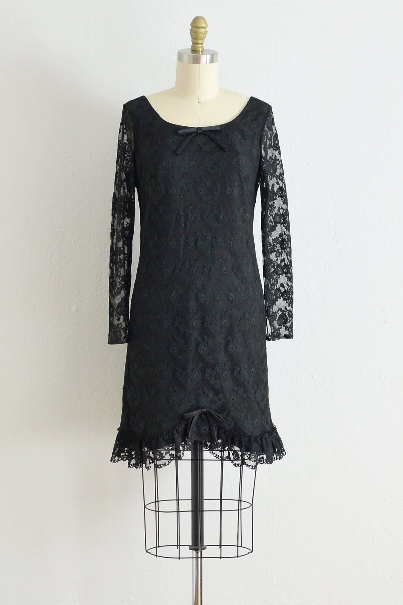 60s Black Lace Party Dress - Pickled Vintage