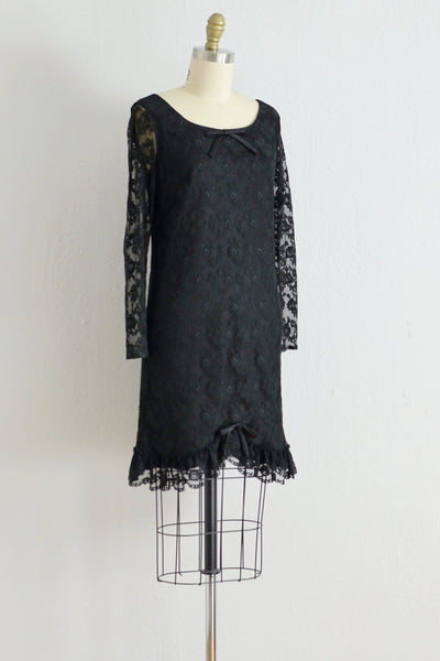 60s Black Lace Party Dress - Pickled Vintage