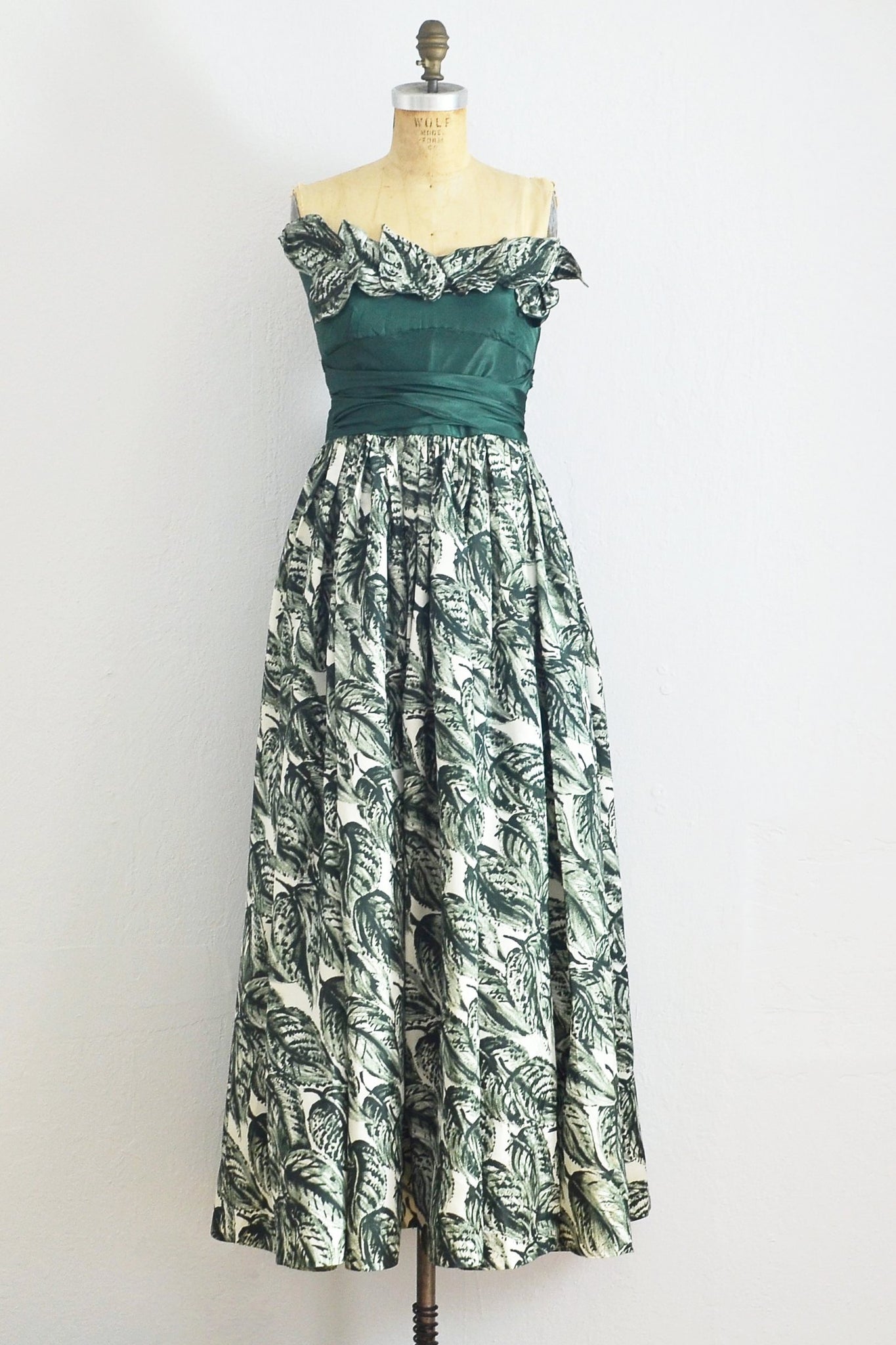 40s Green Strapless Dress - Pickled Vintage