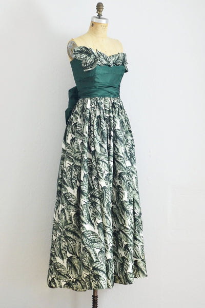 40s Green Strapless Dress - Pickled Vintage
