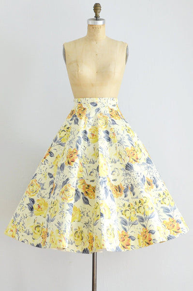 Floral High Waist Skirt - Pickled Vintage