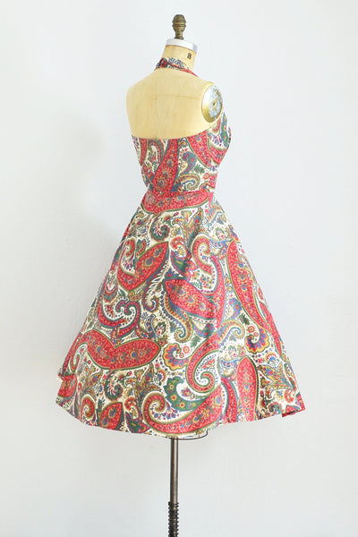 Paisley Print Halter Dress - Pickled Vintage