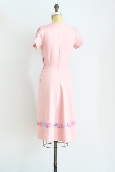 Pink Linen Dress - Pickled Vintage