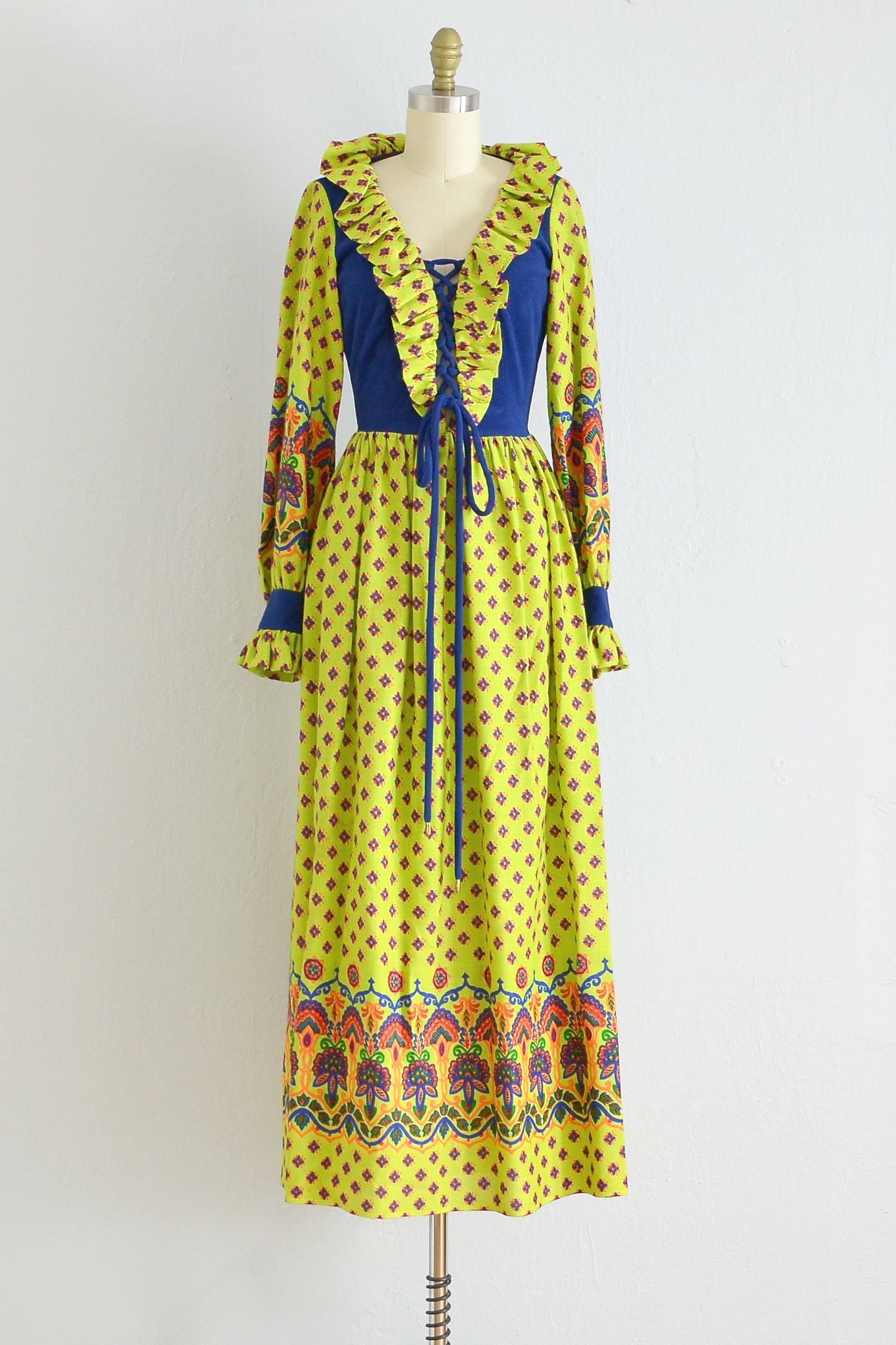 s - Tender Shoots Spring Maxi Dress - Pickled Vintage