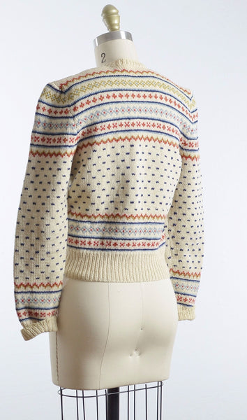 Vintage 1950s Nordic Fair Isle Sweater Cardigan - Pickled Vintage