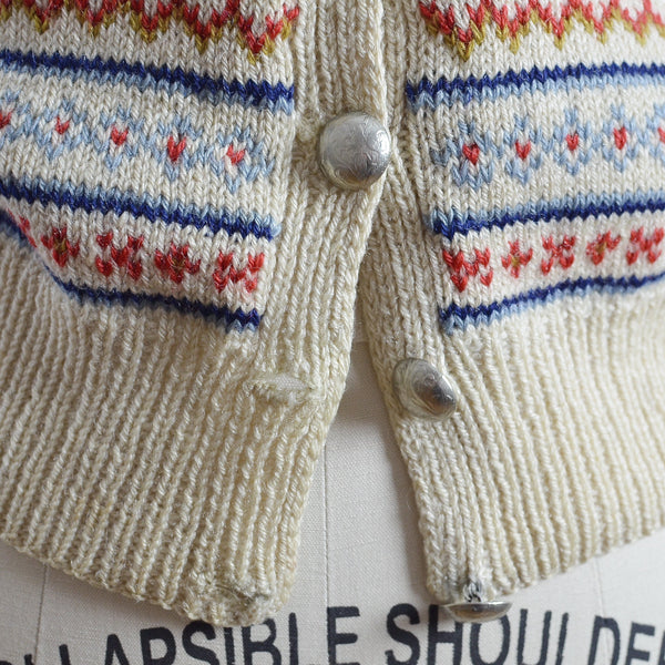 Vintage 1950s Nordic Fair Isle Sweater Cardigan - Pickled Vintage