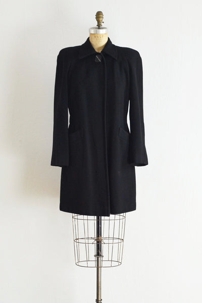 1940s Black Wool Coat - Pickled Vintage