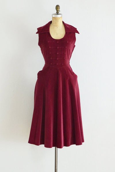 1950s Bordeaux Dress - Pickled Vintage