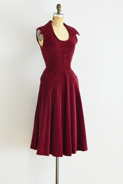 1950s Bordeaux Dress - Pickled Vintage
