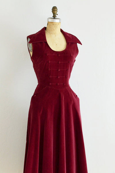1950s Bordeaux Dress - Pickled Vintage