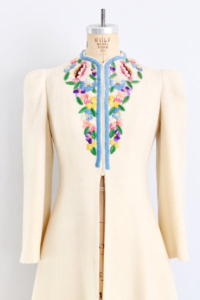 40s Embroidered Princess Coat - Pickled Vintage