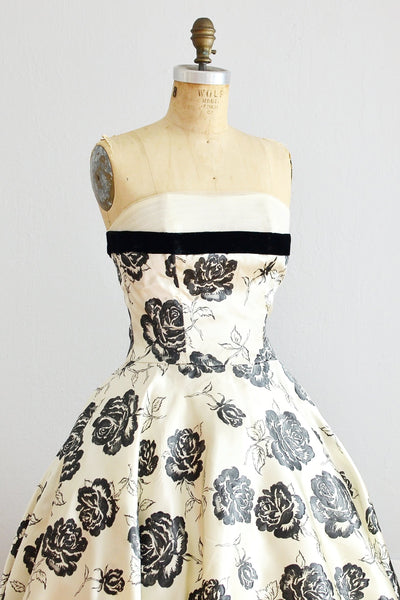 1950s Flocked Party Dress - Pickled Vintage