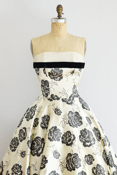 1950s Flocked Party Dress - Pickled Vintage