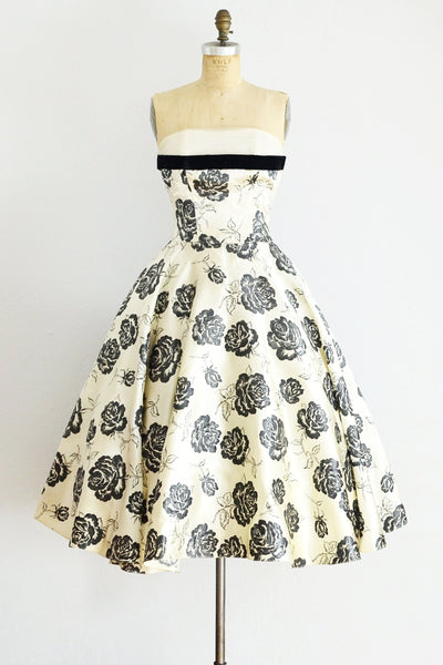 1950s Flocked Party Dress - Pickled Vintage