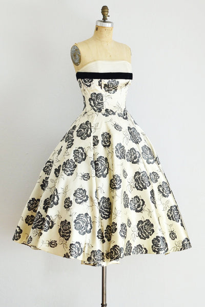 1950s Flocked Party Dress - Pickled Vintage