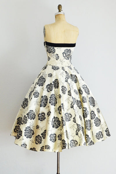 1950s Flocked Party Dress - Pickled Vintage