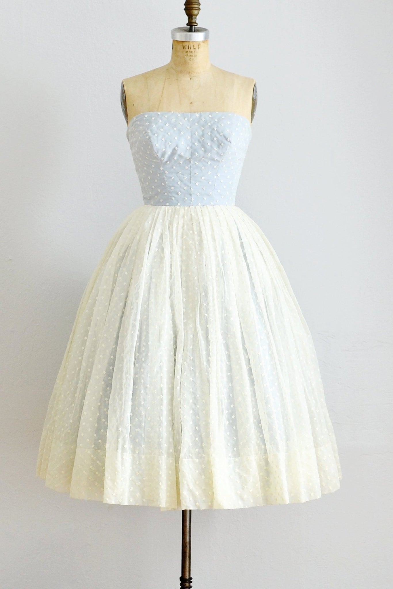 50s Strapless Embroidered Dress - Pickled Vintage