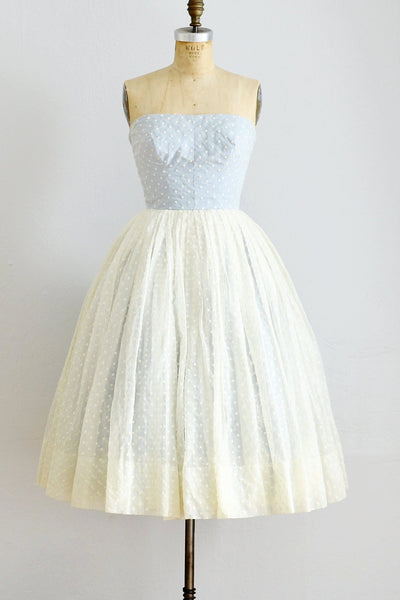 50s Strapless Embroidered Dress - Pickled Vintage