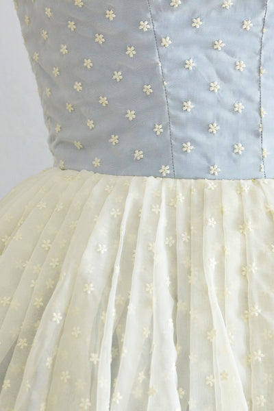 50s Strapless Embroidered Dress - Pickled Vintage