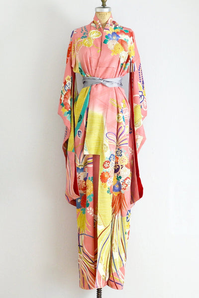 30s Peach Embroidered Kimono - Pickled Vintage