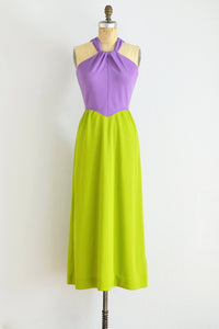 Two Tone Halter Dress - Pickled Vintage