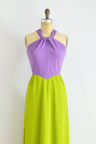 Two Tone Halter Dress - Pickled Vintage
