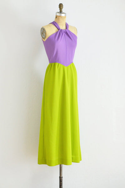 Two Tone Halter Dress - Pickled Vintage