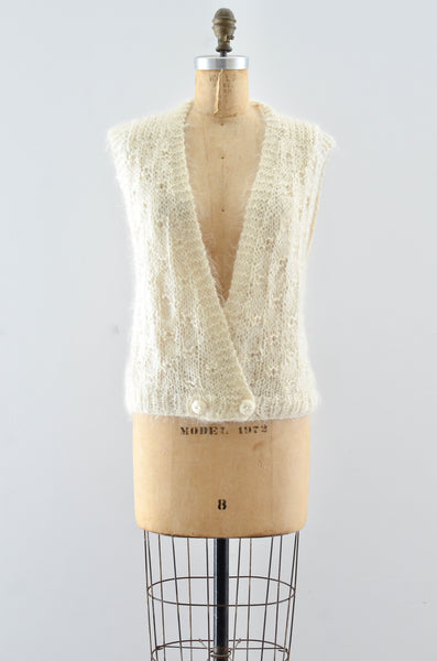 Vintage Handknit Mohair Vest / S M