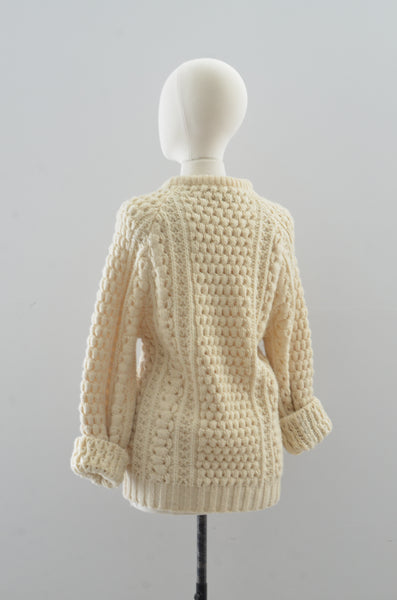 Handloomed Cable Knit Sweater / S M