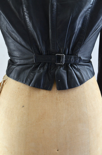 Vintage Cropped Leather Jacket / XS S