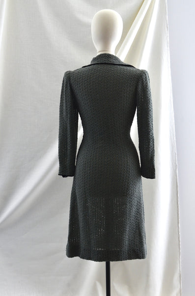 Vintage 1930's Misted Green Knit Dress