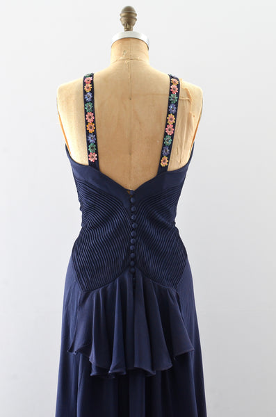 Vintage 1930's Navy Blue Dress