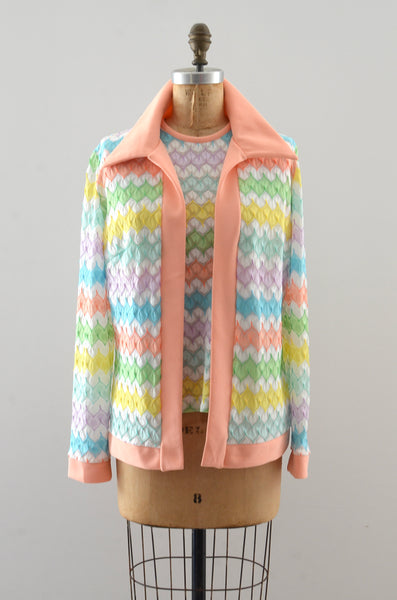 70's Pastel Stripe Top Set